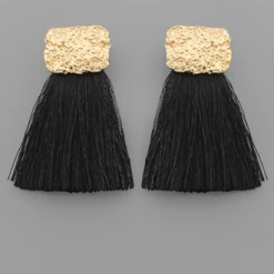 Purple Door Boutique Be Mine Black Fringe Earrings