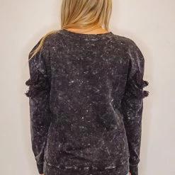 Purple Door Boutique Ladies' Black Charcoal Terry Knit Top