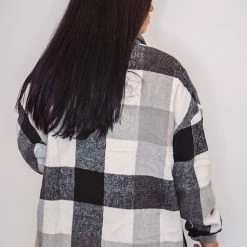 Purple Door Boutique Snuggled Up Black White Shacket Ladies'