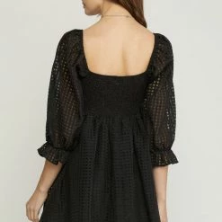 Purple Door Boutique Grid Print Black Babydoll Dress 8 Purple Door Boutique Grid Print Black Babydoll Dress