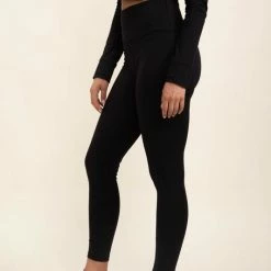 Mono B Athleisure Mono B GREEN Essential Solid Black Leggings