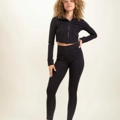 Mono B Athleisure Mono B GREEN Essential Solid Black Leggings