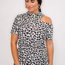 Purple Door Boutique Black Leopard Print Thermal Top $15 & $19 Tops