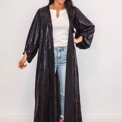 Purple Door Boutique First Love Black Snake Print Duster