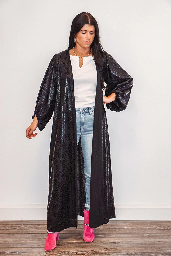 Purple Door Boutique First Love Black Snake Print Duster 2 Purple Door Boutique First Love Black Snake Print Duster