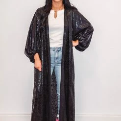 Purple Door Boutique First Love Black Snake Print Duster