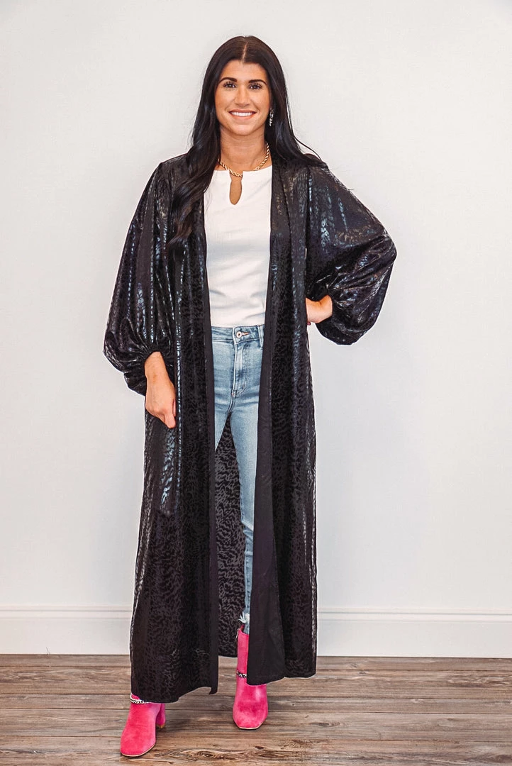 Purple Door Boutique First Love Black Snake Print Duster 1 Purple Door Boutique First Love Black Snake Print Duster