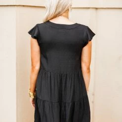 Purple Door Boutique New Arrivals Midnight Dreams Black Textured Dress 7 Purple Door Boutique New Arrivals Midnight Dreams Black Textured Dress