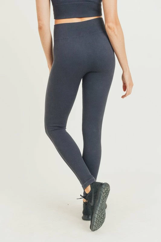 Mono B Athleisure Ladies' Mono B Ribbed Essential Seamless Black Leggings 4 Mono B Athleisure Ladies' Mono B Ribbed Essential Seamless Black Leggings