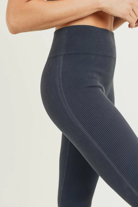 Mono B Athleisure Ladies' Mono B Ribbed Essential Seamless Black Leggings 3 Mono B Athleisure Ladies' Mono B Ribbed Essential Seamless Black Leggings