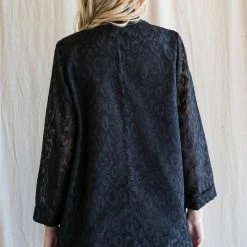 Purple Door Boutique Monochromatic Black Satin Blazer