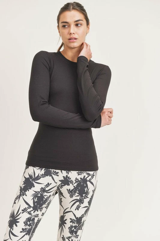 Mono B Athleisure New Arrivals Mono B Black Micro Ribbed Top 1 Mono B Athleisure New Arrivals Mono B Black Micro Ribbed Top