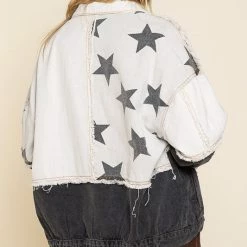 Purple Door Boutique Ladies' Black Mix Oversized Denim Jacket