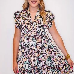 Purple Door Boutique Black Floral Babydoll Dress