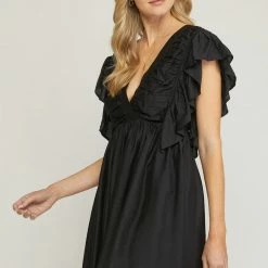 Purple Door Boutique New Arrivals Graceful Black Pleated Dress