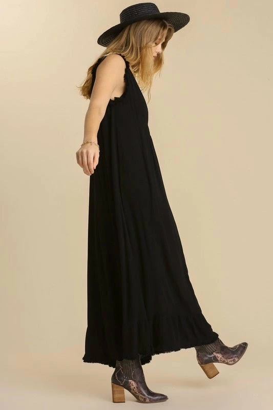 Purple Door Boutique Into The Night Black Frayed Maxi Dress Summer SALE 3 Purple Door Boutique Into The Night Black Frayed Maxi Dress Summer SALE