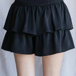 Purple Door Boutique Girlie Girl Black Ruffle Shorts Summer SALE