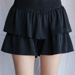 Purple Door Boutique Girlie Girl Black Ruffle Shorts Summer SALE