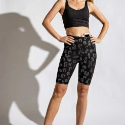Purple Door Boutique Animal Foil Print Black Biker Shorts Ladies'
