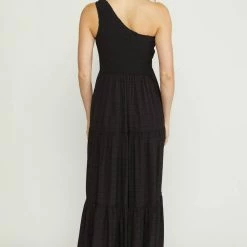 Purple Door Boutique New Arrivals Black One Shoulder Maxi Dress