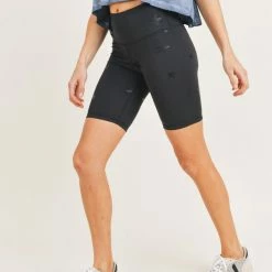Mono B Athleisure Ladies' Mono B Black Star Foil Biker Shorts