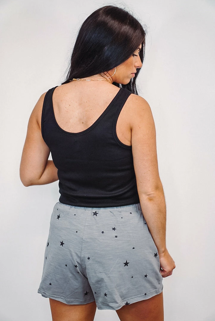 Purple Door Boutique Fly To The Stars Grey Shorts 5 Purple Door Boutique Fly To The Stars Grey Shorts