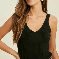 Purple Door Boutique Black Sweater Tank Top New Arrivals
