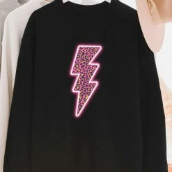 Purple Door Boutique Neon Lightning Bolt Black Sweatshirt New Arrivals