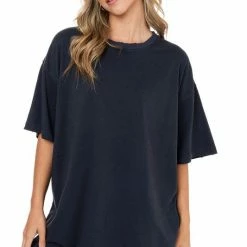 Purple Door Boutique Everyday Classic Black Distressed Tee New Arrivals