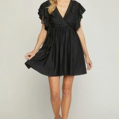 Purple Door Boutique New Arrivals Graceful Black Pleated Dress