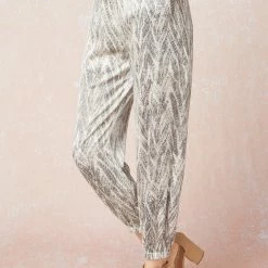 The Purple Door Boutique Black Ivory Printed Satin Joggers