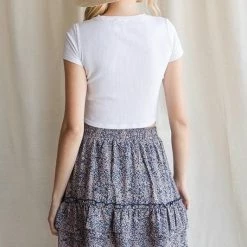 Purple Door Boutique Floral Days Blue Ruffle Mini Skirt Ladies'