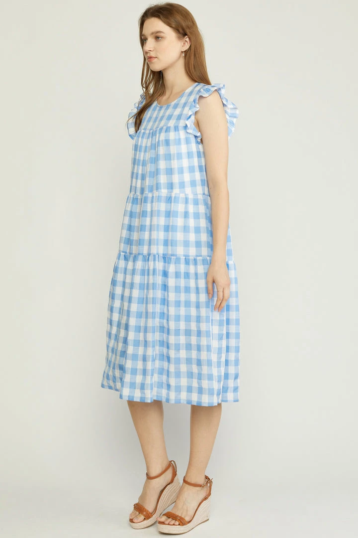 Purple Door Boutique Fanciful Blue Gingham Midi Dress 2 Purple Door Boutique Fanciful Blue Gingham Midi Dress