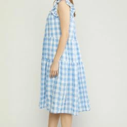 Purple Door Boutique Fanciful Blue Gingham Midi Dress 6 Purple Door Boutique Fanciful Blue Gingham Midi Dress