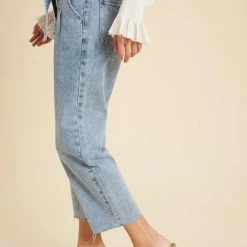 Purple Door Boutique Blue Belted Paperbag Denim Pants Ladies'