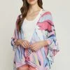 Purple Door Boutique Blue And Pink Abstract Kimono