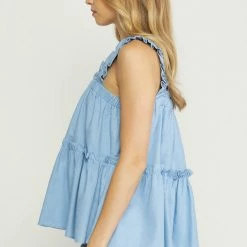 Purple Door Boutique Summer SALE Sunshine Wishes Blue Tiered Top