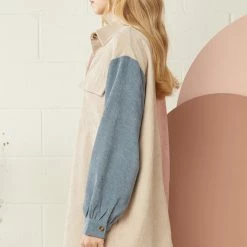 Purple Door Boutique Ladies' Blush Combo Colorblock Corduroy Dress