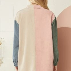 Purple Door Boutique Ladies' Blush Combo Colorblock Corduroy Dress