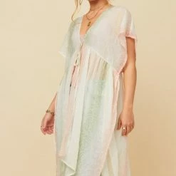 Purple Door Boutique New Arrivals Blush Ombre Embossed Chiffon Kimono