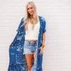 Purple Door Boutique Summer Style Blue Floral Duster Ladies'