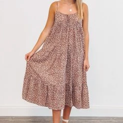 Purple Door Boutique Summer SALE Boho Life Mauve Floral Tiered Midi Dress