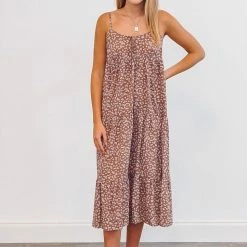 Purple Door Boutique Summer SALE Boho Life Mauve Floral Tiered Midi Dress