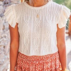 Purple Door Boutique Natural Cable Knit Summer Sweater New Arrivals