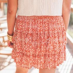 Purple Door Boutique Cinnamon Floral Tiered Skirt