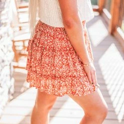 Purple Door Boutique Cinnamon Floral Tiered Skirt