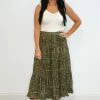 Purple Door Boutique Ladies' Through The Forest Olive Midi Skirt