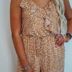 Purple Door Boutique True Love Caramel Printed Jumpsuit Ladies' 9 Purple Door Boutique True Love Caramel Printed Jumpsuit Ladies'