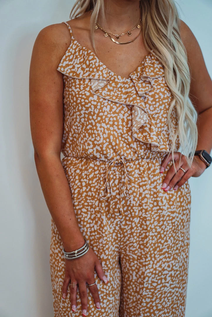 Purple Door Boutique True Love Caramel Printed Jumpsuit Ladies' 4 Purple Door Boutique True Love Caramel Printed Jumpsuit Ladies'