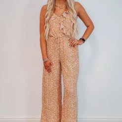 Purple Door Boutique True Love Caramel Printed Jumpsuit Ladies' 7 Purple Door Boutique True Love Caramel Printed Jumpsuit Ladies'